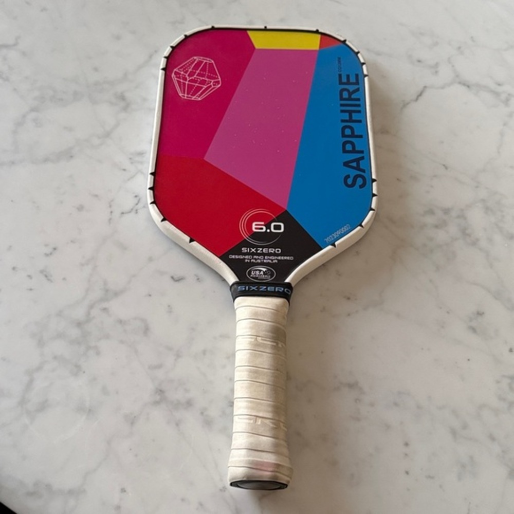 Six Zero Sapphire Pickleball Paddle 13mm Carbon Fiber Blue Pink